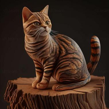 3D model American Wirehair cat (STL)